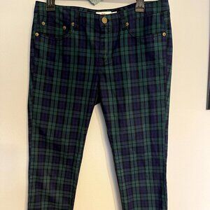 Vineyard Vines Pants Womens 6 Blue Green Blackwatch Plaid 5 Pocket Trousers